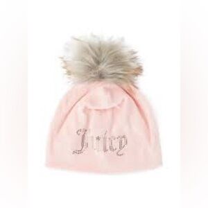 Vintage Juicy Couture Pink Beanie with Faux Fur Pom